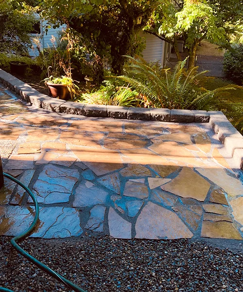 Flagstone patio wet polymeric sand in Issaquah